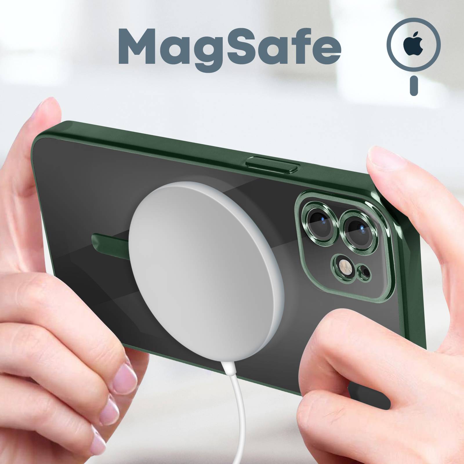 Coque MagSafe pour iPhone 12 Silicone Protection Caméra Contour Chromé-2