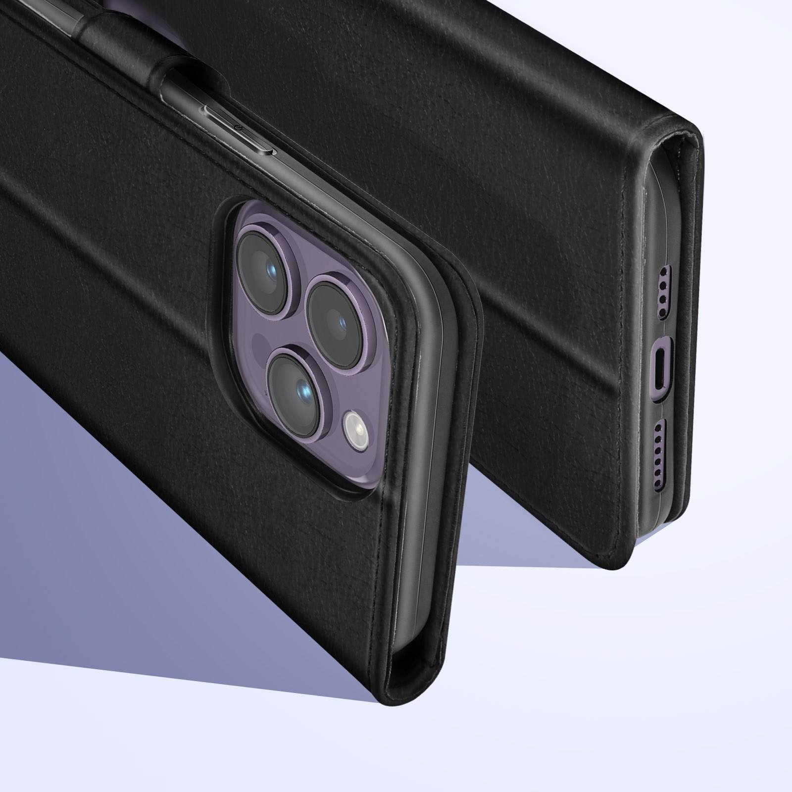 Housse pour iPhone 14 Pro Max Clapet Portefeuille Fonction Support Vidéo-4