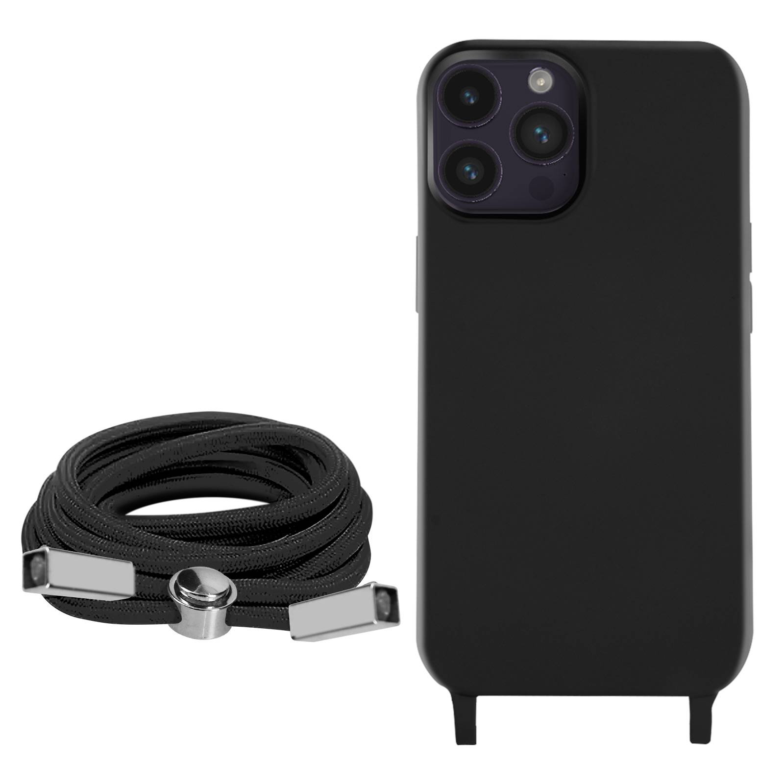 Coque pour iPhone 14 Pro Max Semi-Rigide Soft-Touch avec Cordon Tour de Cou-1