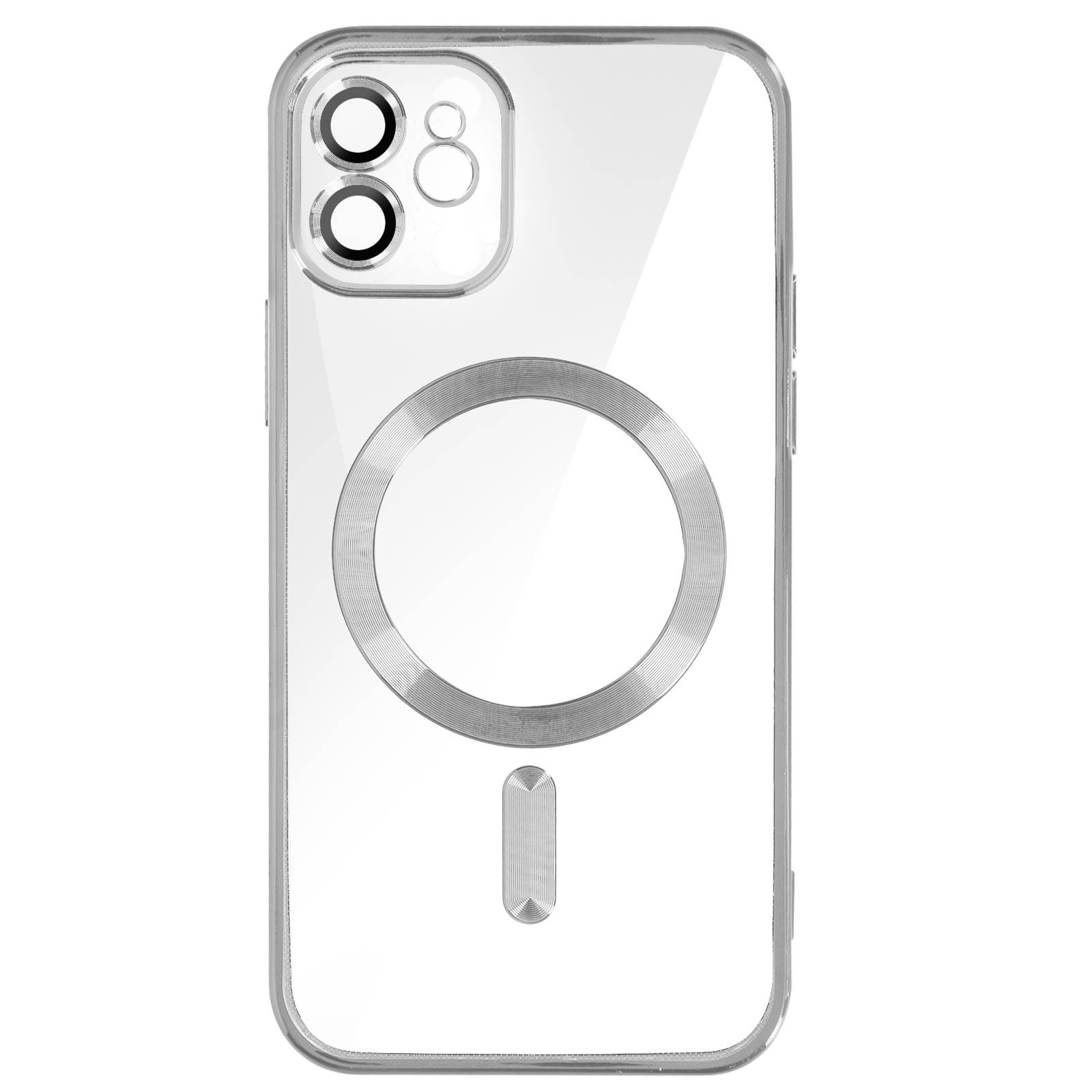 Coque MagSafe pour iPhone 12 Silicone Protection Caméra Contour Chromé-0