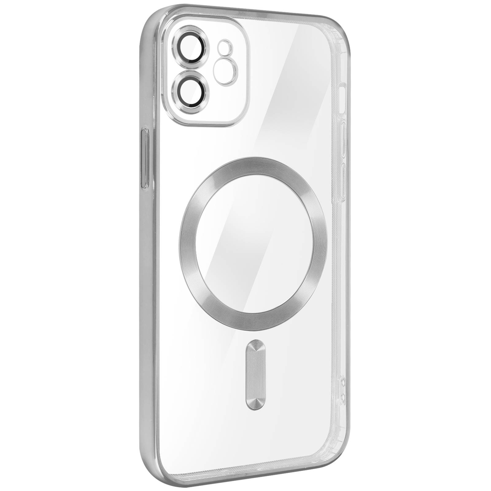 Coque MagSafe pour iPhone 12 Silicone Protection Caméra Contour Chromé-1