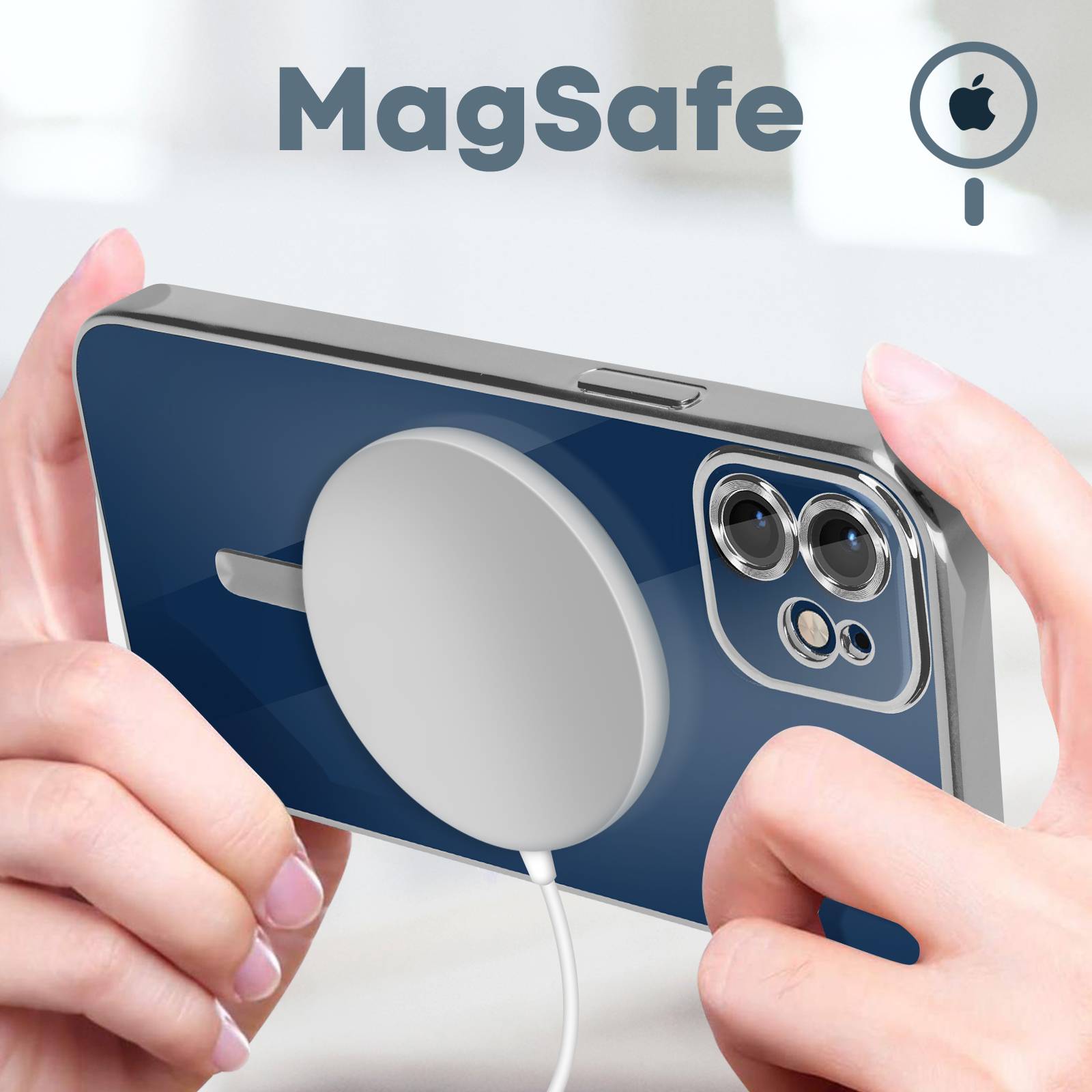 Coque MagSafe pour iPhone 12 Silicone Protection Caméra Contour Chromé-2