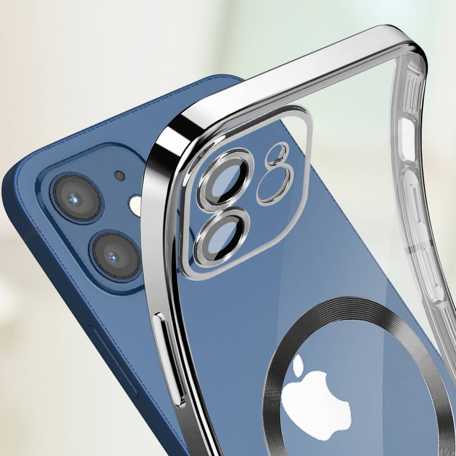 Coque MagSafe pour iPhone 12 Silicone Protection Caméra Contour Chromé-4