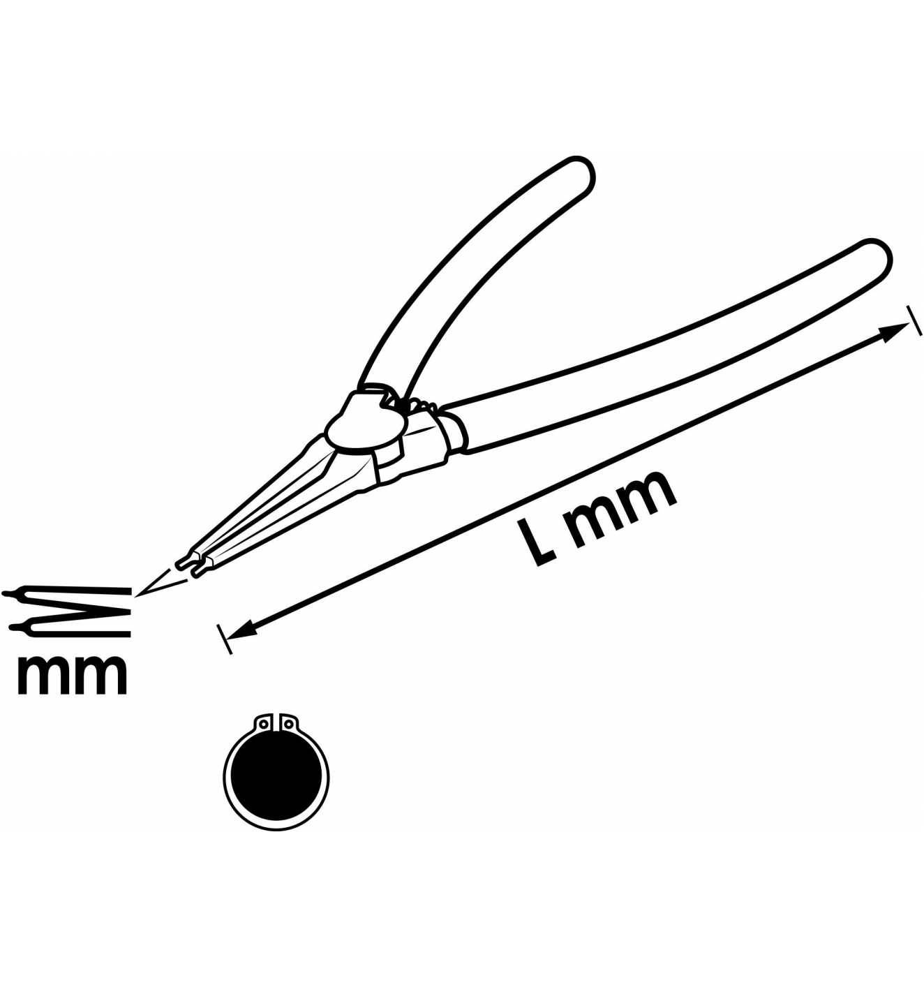Vigor V2792 Pince pour circlips Adapté pour (pinces pour circlips) circlips extérieurs 40-100 mm Forme de la panne (déta-2
