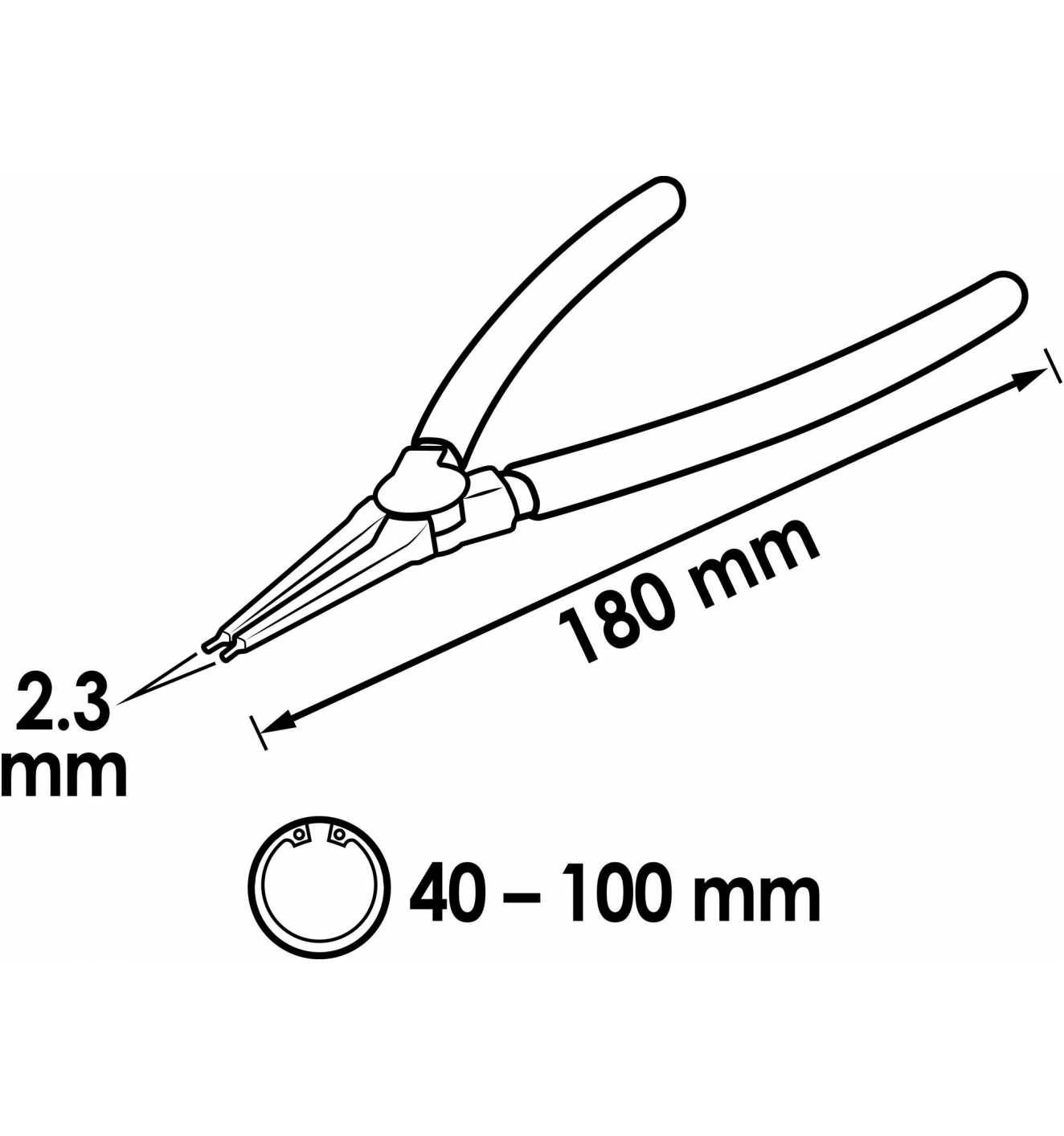Vigor V2794 Pince pour circlips Adapté pour (pinces pour circlips) circlips intérieurs 40-100 mm Forme de la panne (déta-2