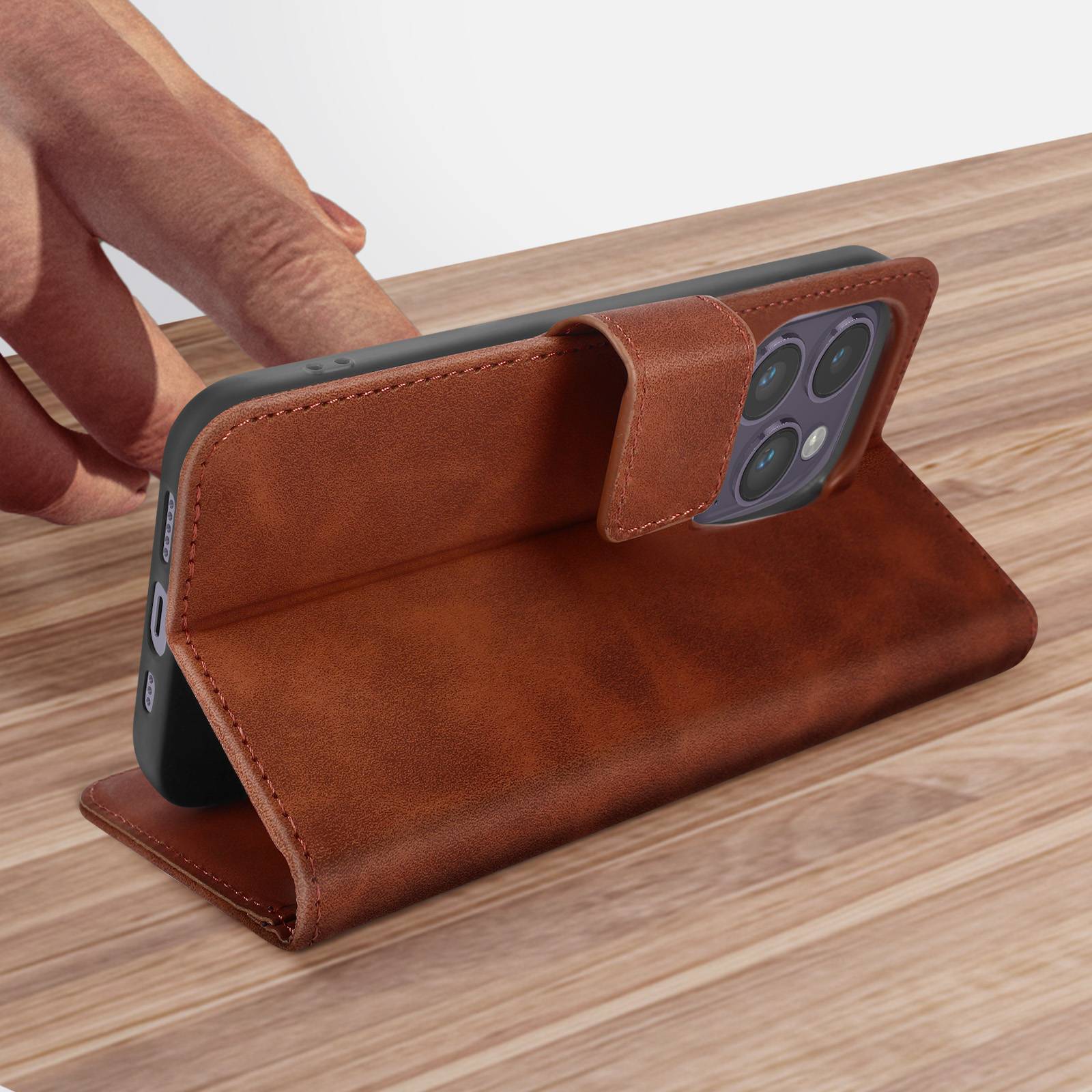 Étui pour iPhone 14 Pro Folio Portefeuille Support Vidéo Mat Soft Touch-3