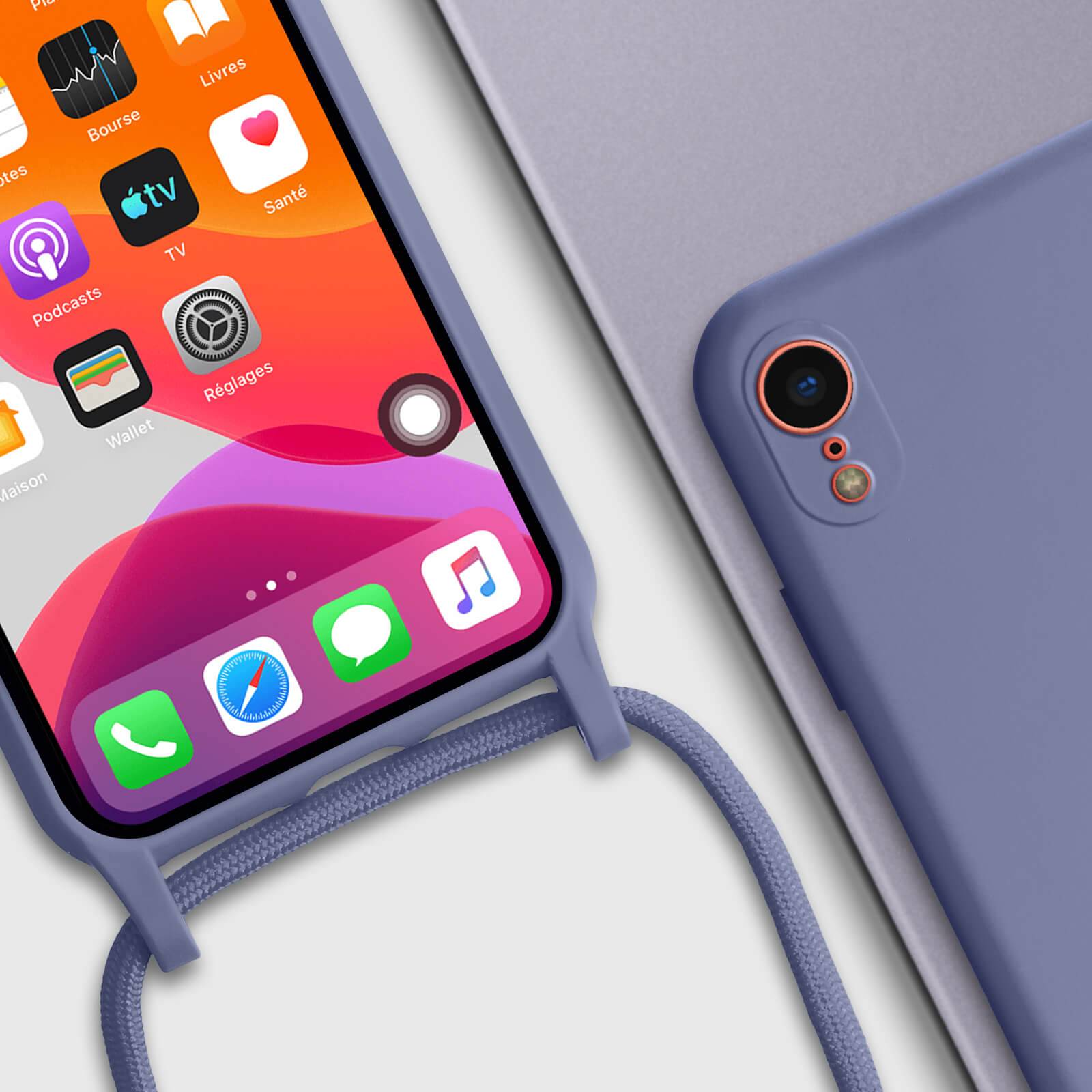 Coque pour iPhone XR Semi-Rigide Soft-Touch avec Cordon Tour de Cou-4