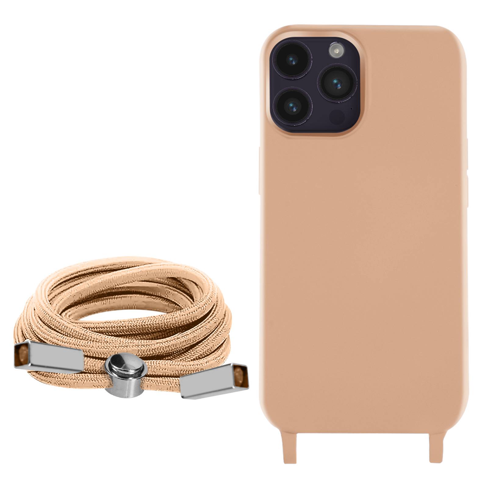 Coque Cordon pour iPhone 14 Pro Semi-rigide avec Lanière Tour du Cou 80cm-1