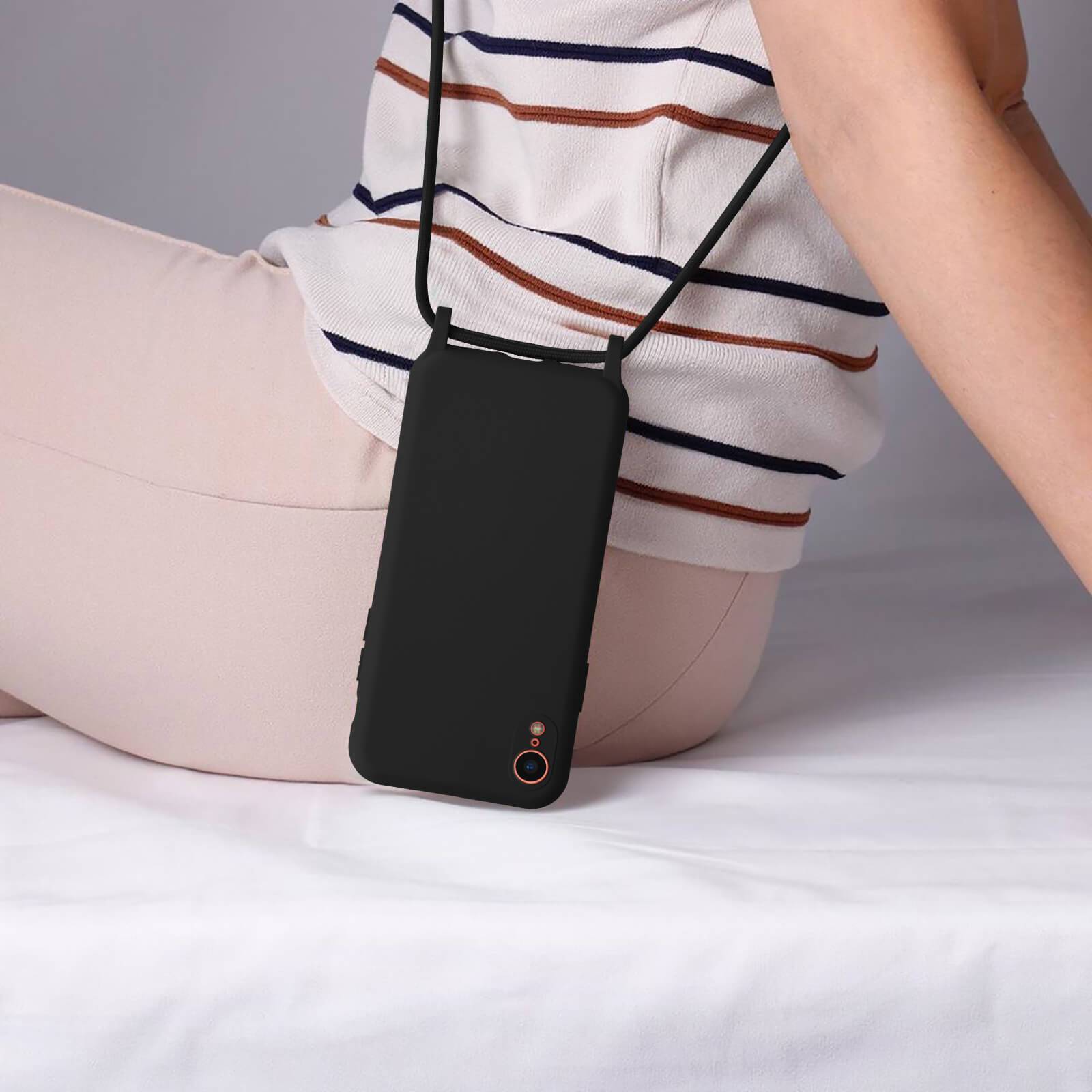 Coque Cordon pour iPhone XR Semi-rigide avec Lanière Tour du Cou 80cm-2