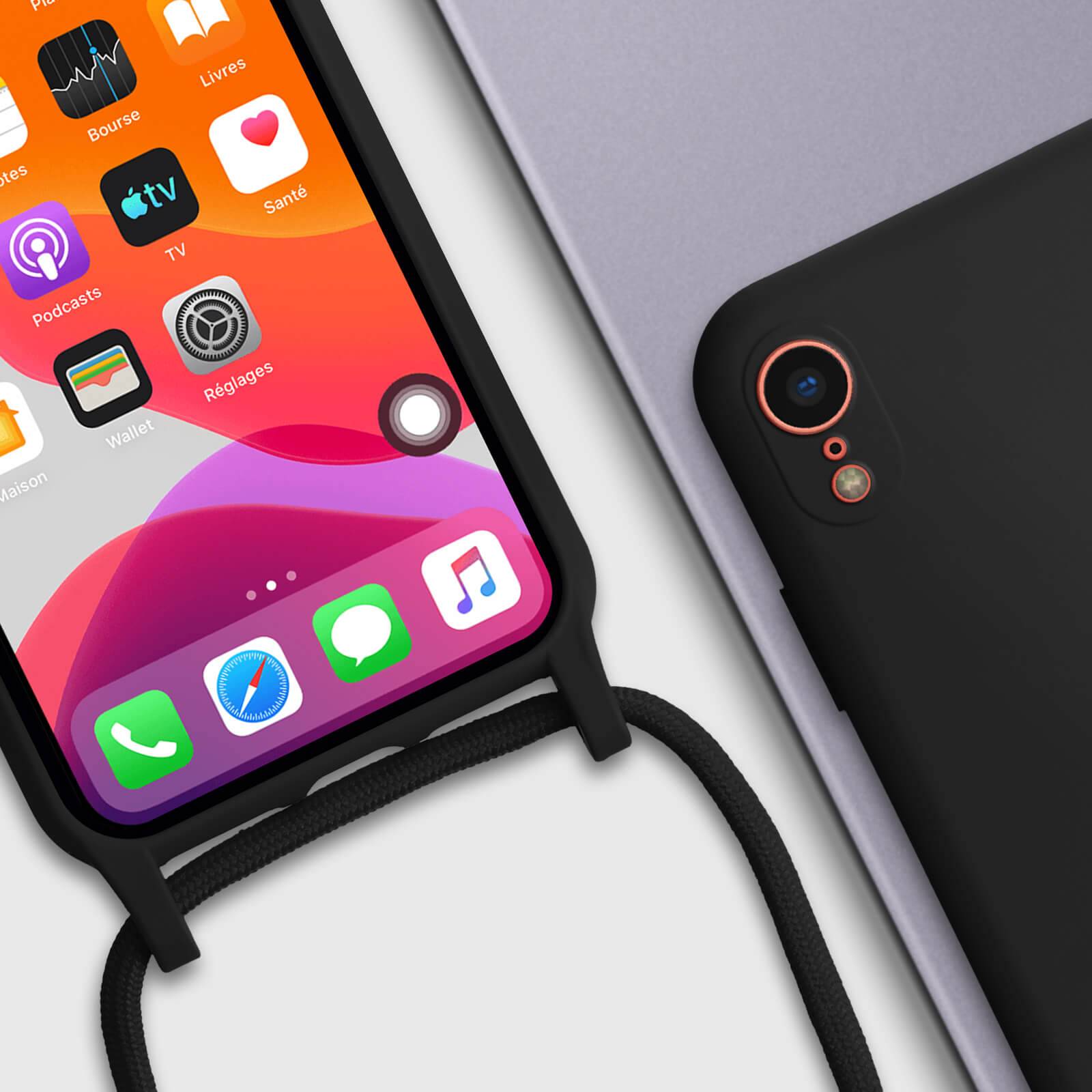 Coque Cordon pour iPhone XR Semi-rigide avec Lanière Tour du Cou 80cm-4