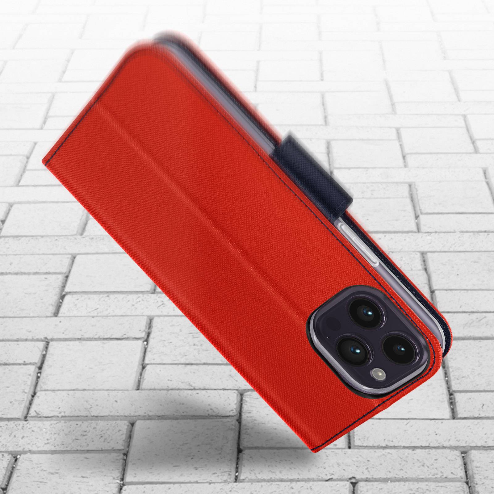 Étui pour iPhone 14 Pro Portefeuille Porte carte Support Vidéo et bleu-2