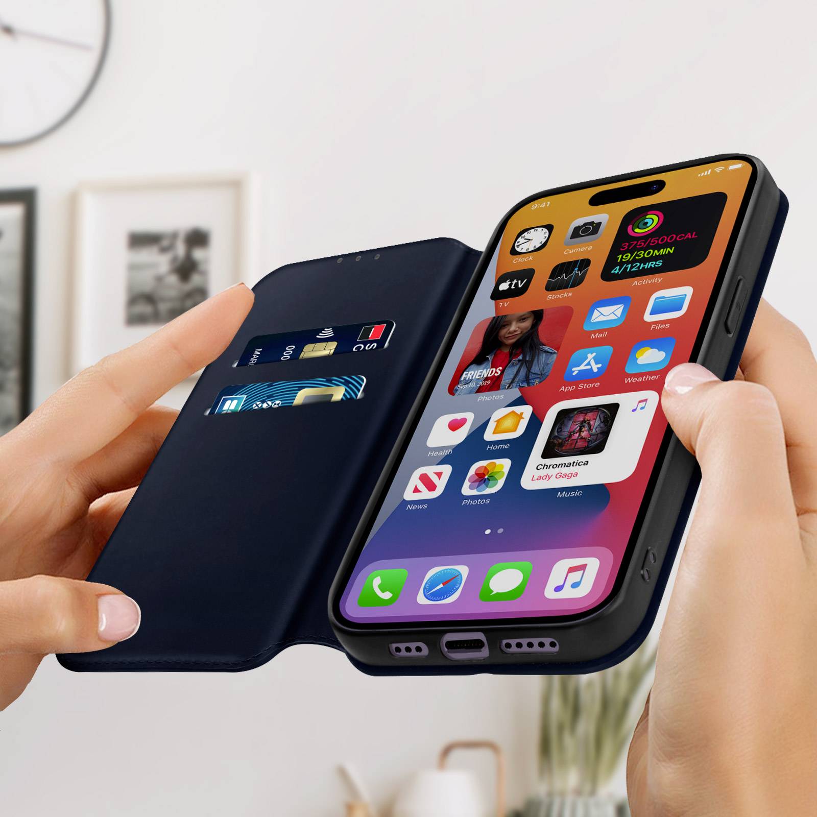Housse folio pour iPhone 14 Pro Clapet Porte-cartes Fonction Support Vidéo-2