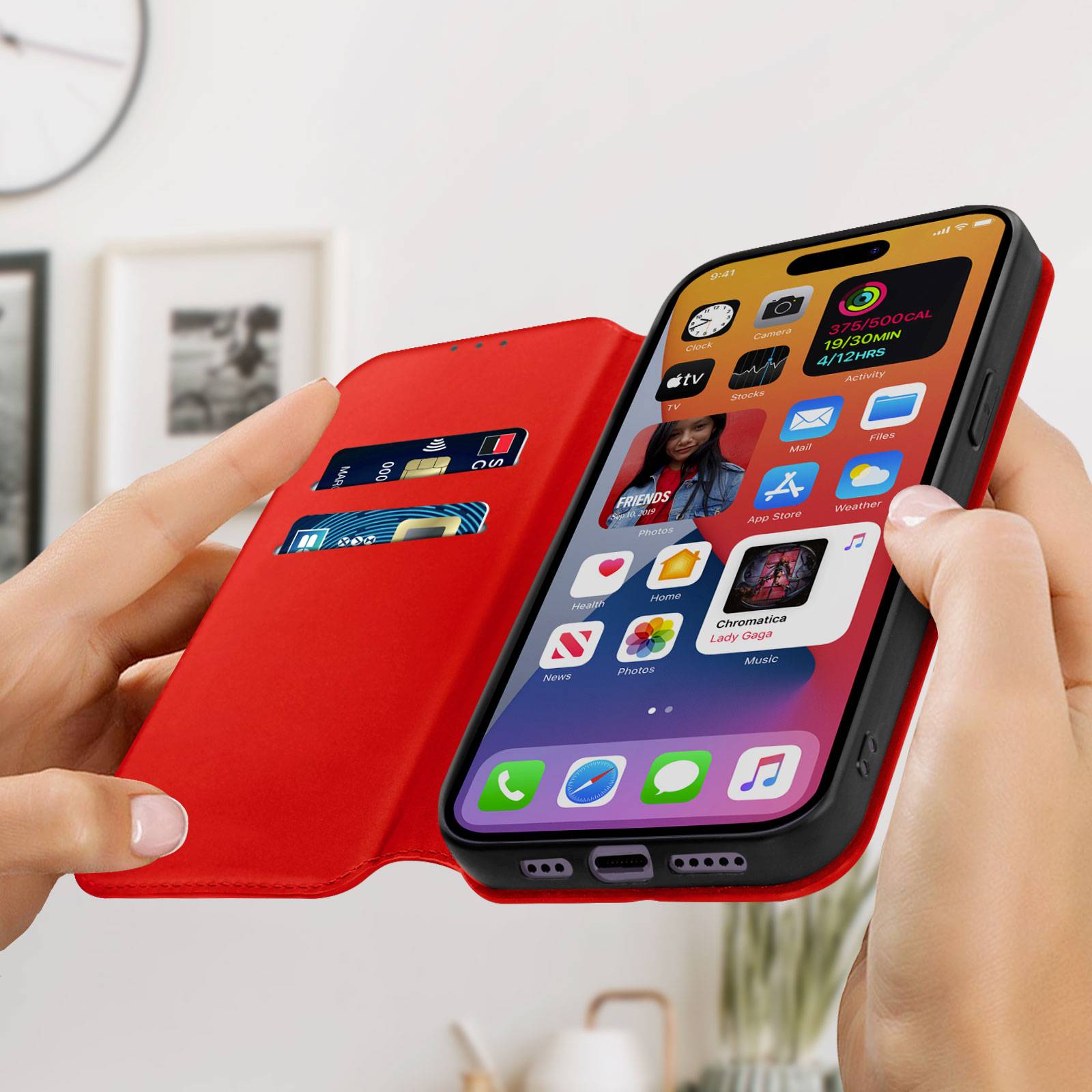 Housse folio pour iPhone 14 Pro Clapet Porte-cartes Fonction Support Vidéo-1