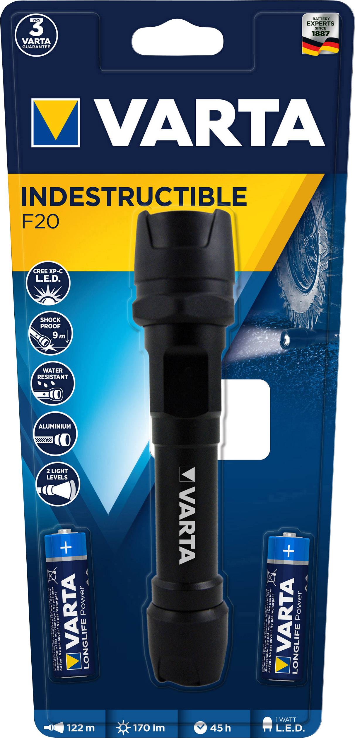 Lampe de poche Varta Indestructible 1 W, 2 AA LED à pile(s) 170 lm 35 h 145 g-8