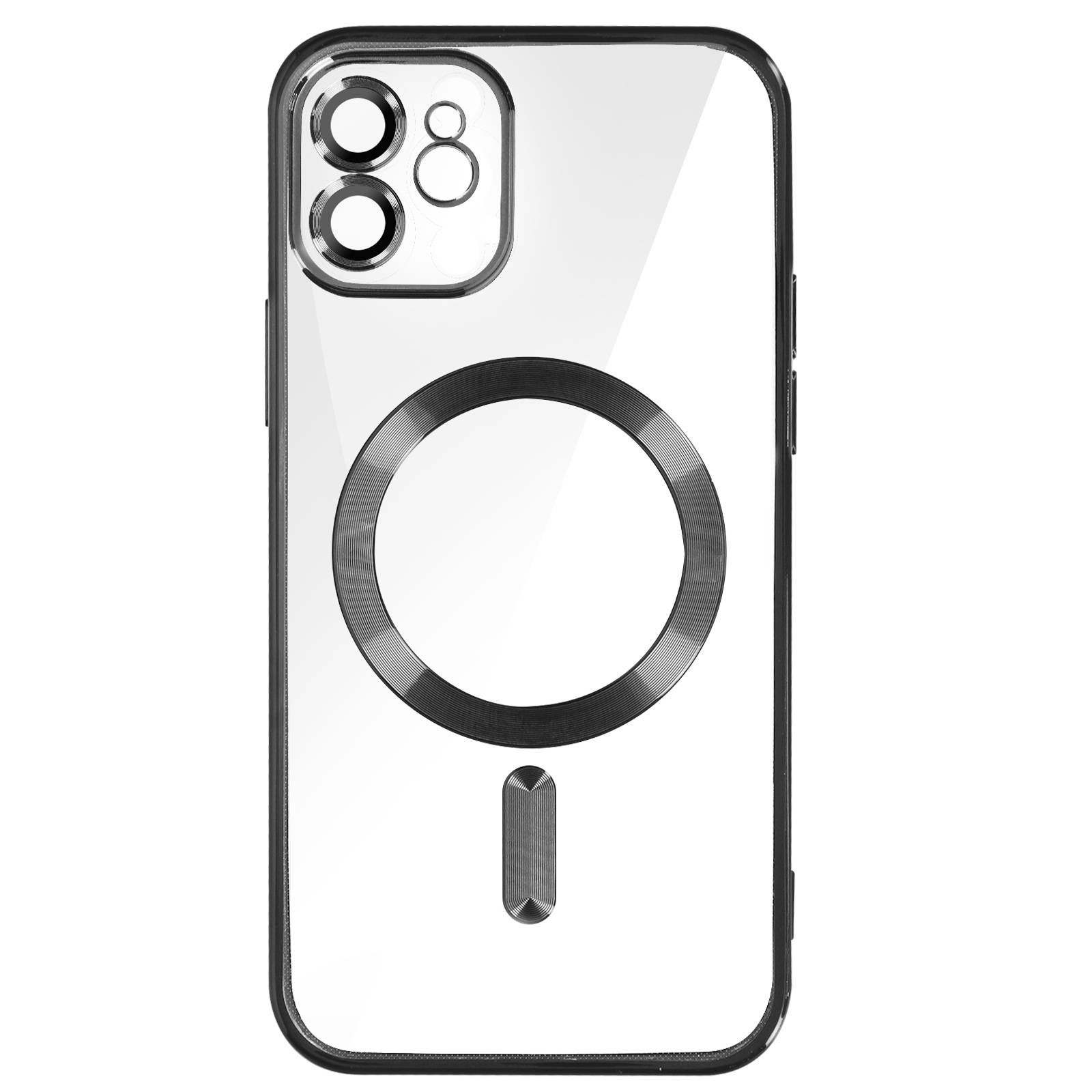 Coque MagSafe pour iPhone 12 Silicone Protection Caméra Contour Chromé-0