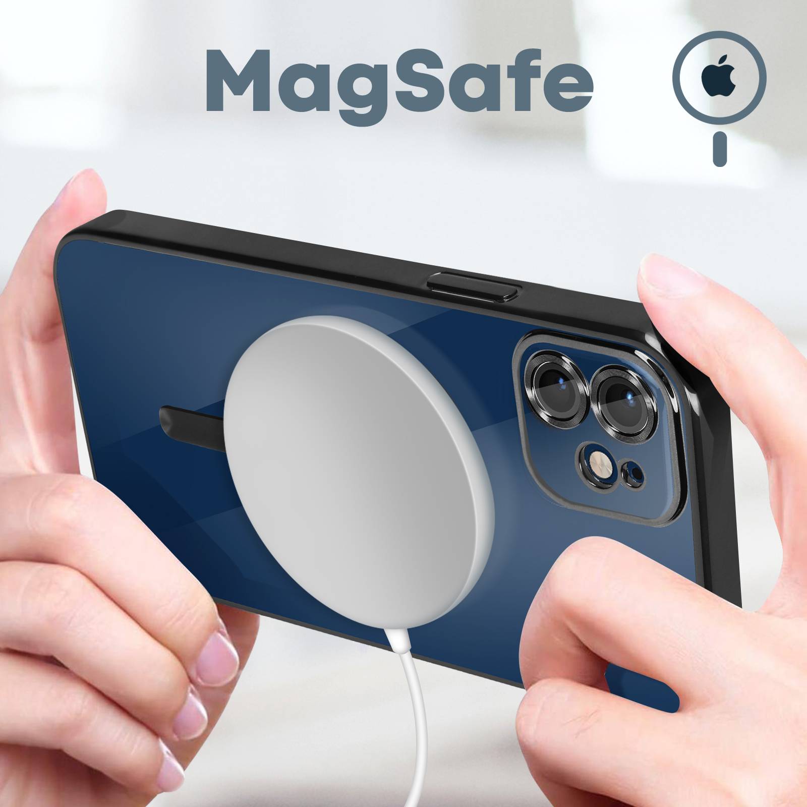 Coque MagSafe pour iPhone 12 Silicone Protection Caméra Contour Chromé-2