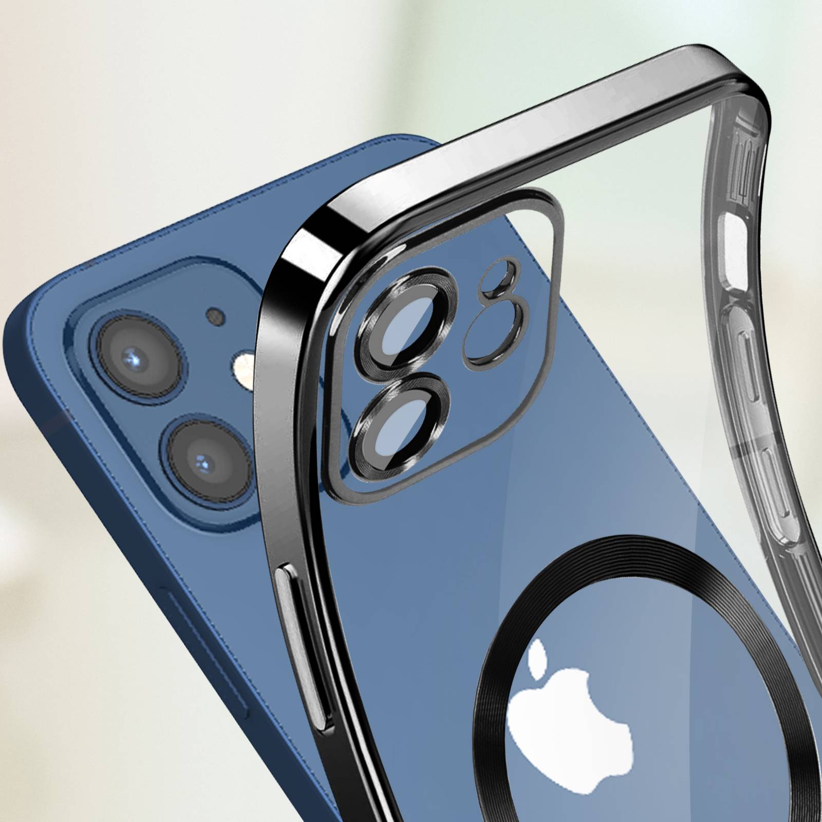 Coque MagSafe pour iPhone 12 Silicone Protection Caméra Contour Chromé-4