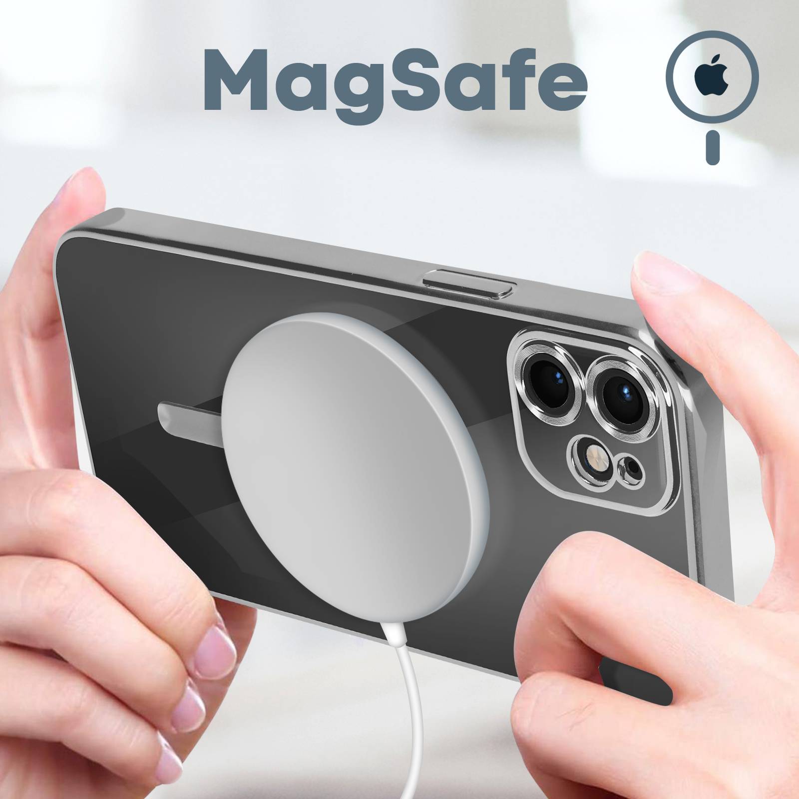Coque MagSafe pour iPhone 11 Silicone Protection Caméra Contour Chromé-2