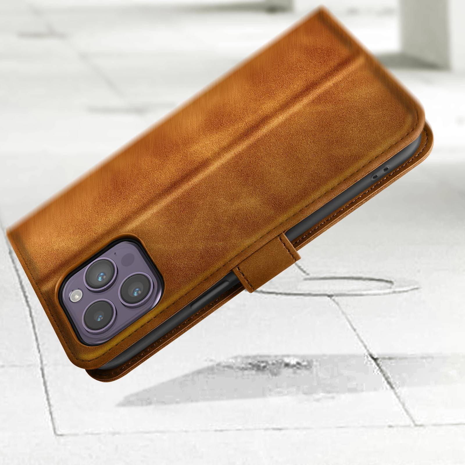 Étui pour iPhone 14 Pro Max Clapet Portefeuille Support Vidéo Soft-touh-4