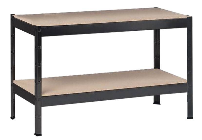 Etagère Métallique Charges lourdes 2 tablettes en bois 150 kg par niveau 43 x 100 x 40 cm Acier Epoxy Noir-0