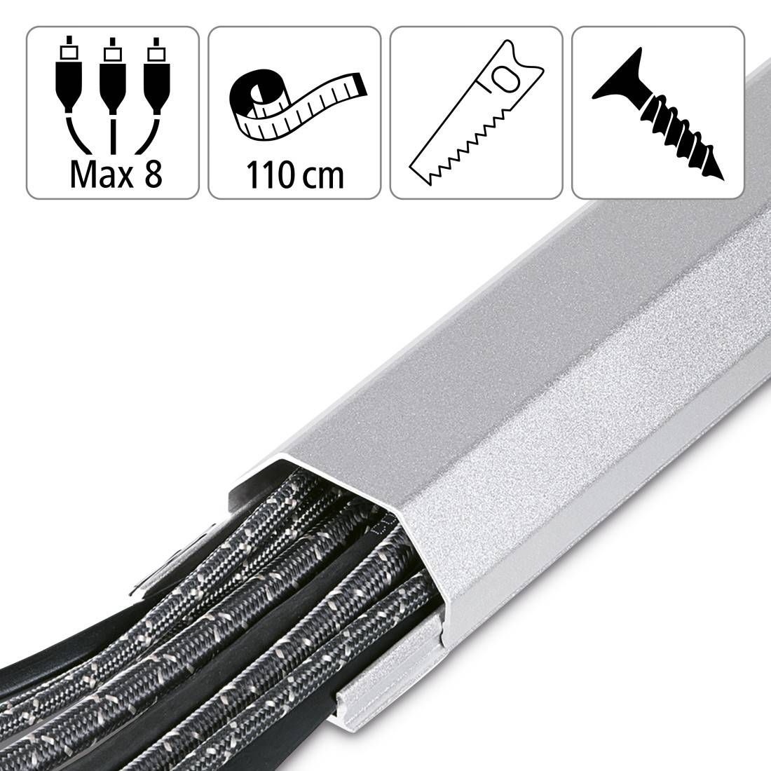 Passe-câbles Hama (L x l x H) 1100 x 50 x 26 mm 1 pc(s) argent-2