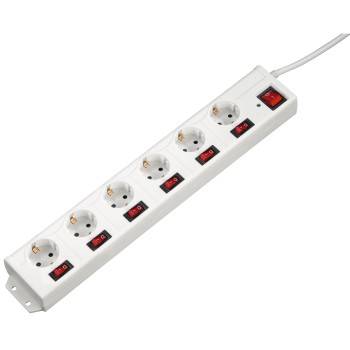 Multiprise avec parafoudre x6 Hama 00137239 IP20 blanc-0