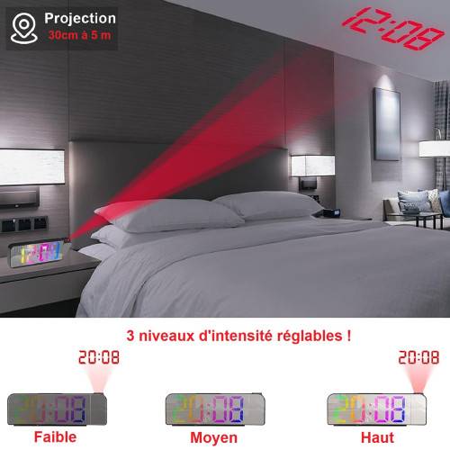 Réveil-projecteur miroir multicolore-2