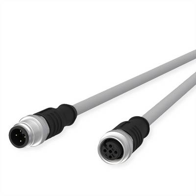 Câble capteur/actionneur Metz Connect M12, codé A, connecteur M12 droit - connecteur femelle M12 droit, gris, 2 m-0