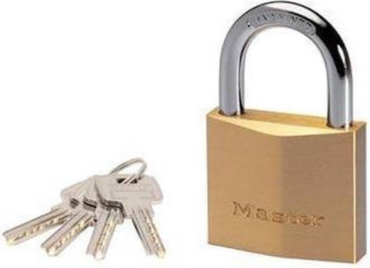 Master Lock 2960EURD Cadenas à Clé Extra Fin en Laiton, Doré, 8,8 x 6 x 2,1 cm-0