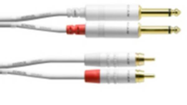 Câble adaptateur audio [2x Jack mâle 6.35 mm - 2x Cinch-RCA mâle] Cordial CFU 1,5 PC-SNOW blanc 1.50 m