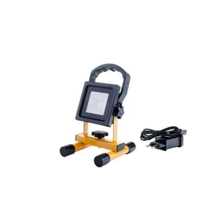 Projecteur LED Rechargeable 10W Portable IP44 Phare JAUNE - Blanc Froid 6000K - 8000K - SILAMP-0