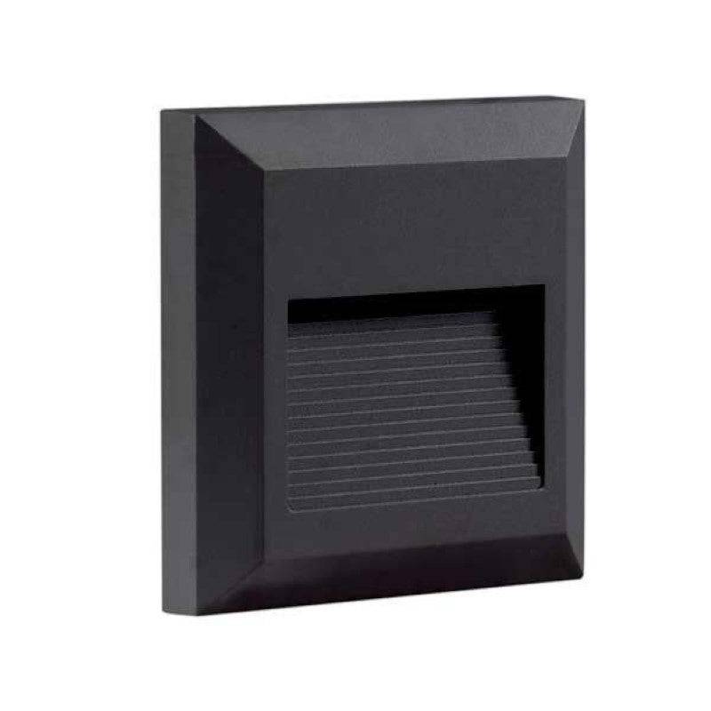 Balise LED saillie Carré 2W 220V 55° Noire IP65 pour Escalier - Blanc Chaud 2300K - 3500K - SILAMP-1