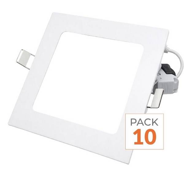 Spot LED Extra Plat Carré 24W Blanc - Pack de 10 - Blanc Froid 6000K - 8000K - SILAMP
