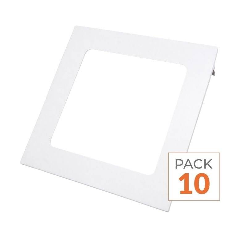 Spot LED Encastrable Carré BLANC 18W - Pack de 10 - Blanc Chaud 2300K - 3500K - SILAMP-0