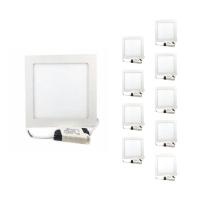 Spot LED Encastrable Carré BLANC 18W - Pack de 10 - Blanc Chaud 2300K - 3500K - SILAMP-3