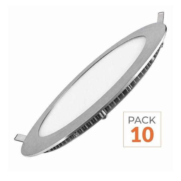 Downlight Dalle LED Extra Plate Ronde ALU 18W - Pack de 10 - Blanc Chaud 2300K - 3500K - SILAMP