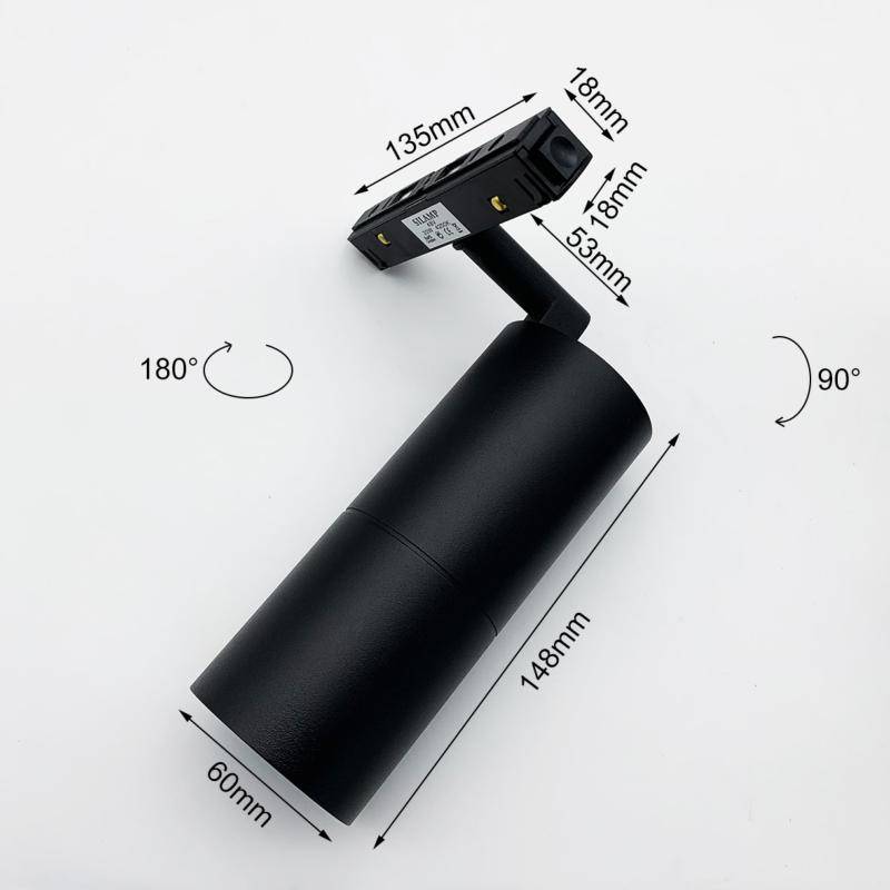 Spot LED sur Rail Magnétique 48V 20W Orientable NOIR - Blanc Chaud 2300K - 3500K - SILAMP-2