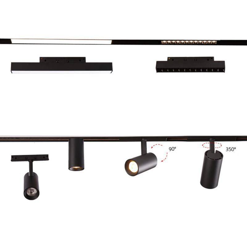 Spot LED sur Rail Magnétique 48V 20W Orientable NOIR - Blanc Chaud 2300K - 3500K - SILAMP-4