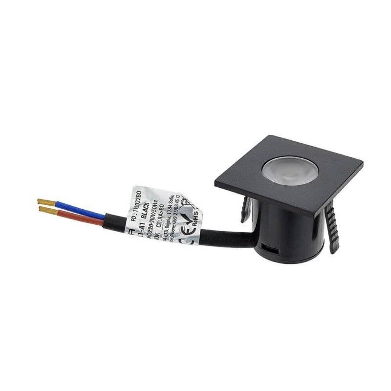 Mini Spot LED Encastrable 1W 90° carré Noir - Blanc Chaud 2300K - 3500K - SILAMP-2