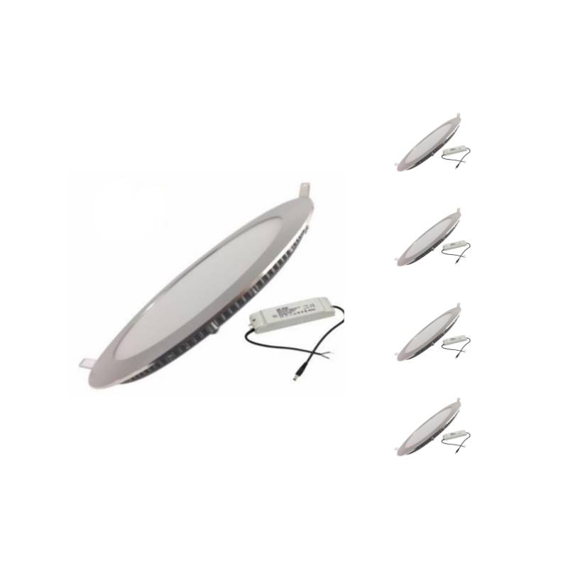 Downlight Dalle LED Extra Plate Ronde ALU 18W - Pack de 5 - Blanc Chaud 2300K - 3500K - SILAMP-1