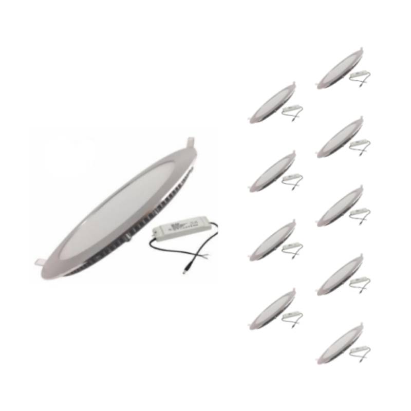 Downlight Dalle LED Extra Plate Ronde ALU 18W - Pack de 10 - Blanc Chaud 2300K - 3500K - SILAMP-1