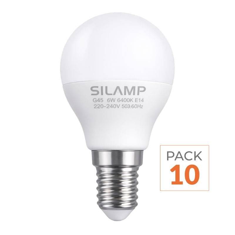 Pack de 10 - Ampoule LED E14 8W 220V G45 300° - Blanc Chaud 2300K - 3500K - SILAMP-0