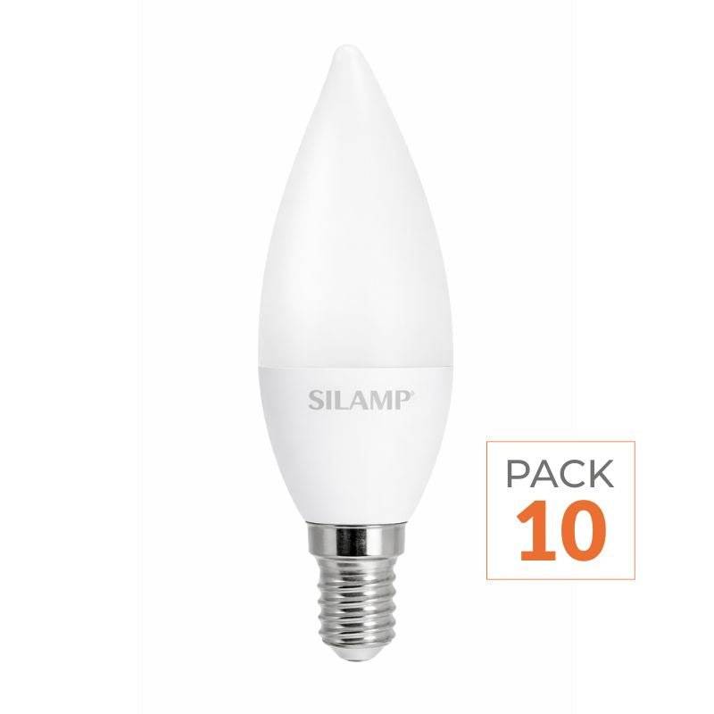 Pack de 10 - Ampoule LED E14 8W 220V C37 180° - Blanc Chaud 2300K - 3500K - SILAMP-0