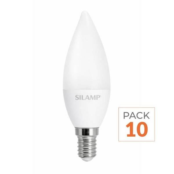 Pack de  10 - Ampoule LED E14 8W 220V C37 180° - Blanc Neutre 4000K - 5500K - SILAMP