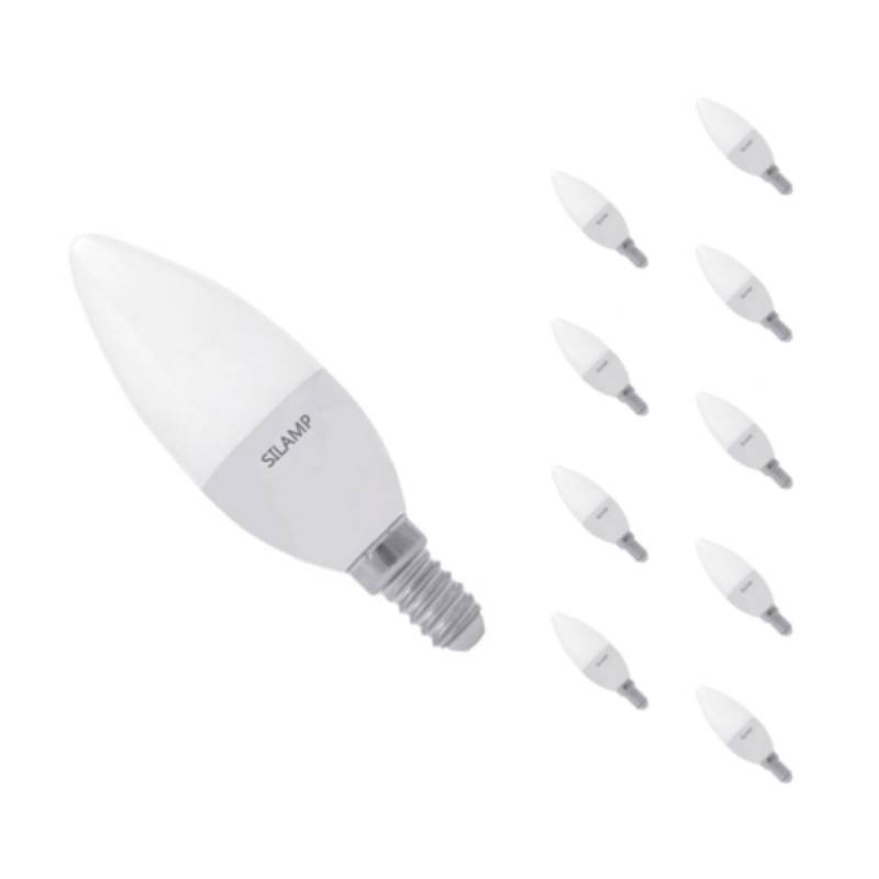 Pack de 10 - Ampoule LED E14 8W 220V C37 180° - Blanc Chaud 2300K - 3500K - SILAMP-1