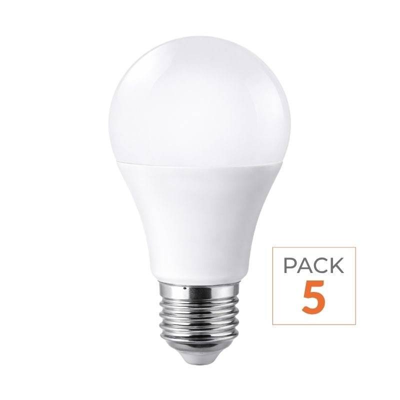 Ampoule LED E27 9W 220V A60 180° - Pack de 5 - Blanc Chaud 2300K - 3500K - SILAMP-0