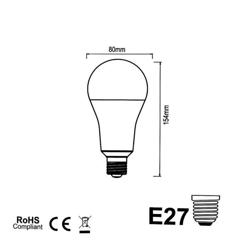 Ampoule LED E27 20W 220V A80 - Blanc Neutre 4000K - 5500K - SILAMP-2