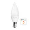 Pack de 5 - Ampoule LED E14 8W 220V C37 180° - Blanc Chaud 2300K - 3500K - SILAMP