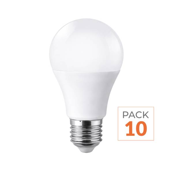 Ampoule LED E27 9W 220V A60 180° - Pack de 10 - Blanc Chaud 2300K - 3500K - SILAMP