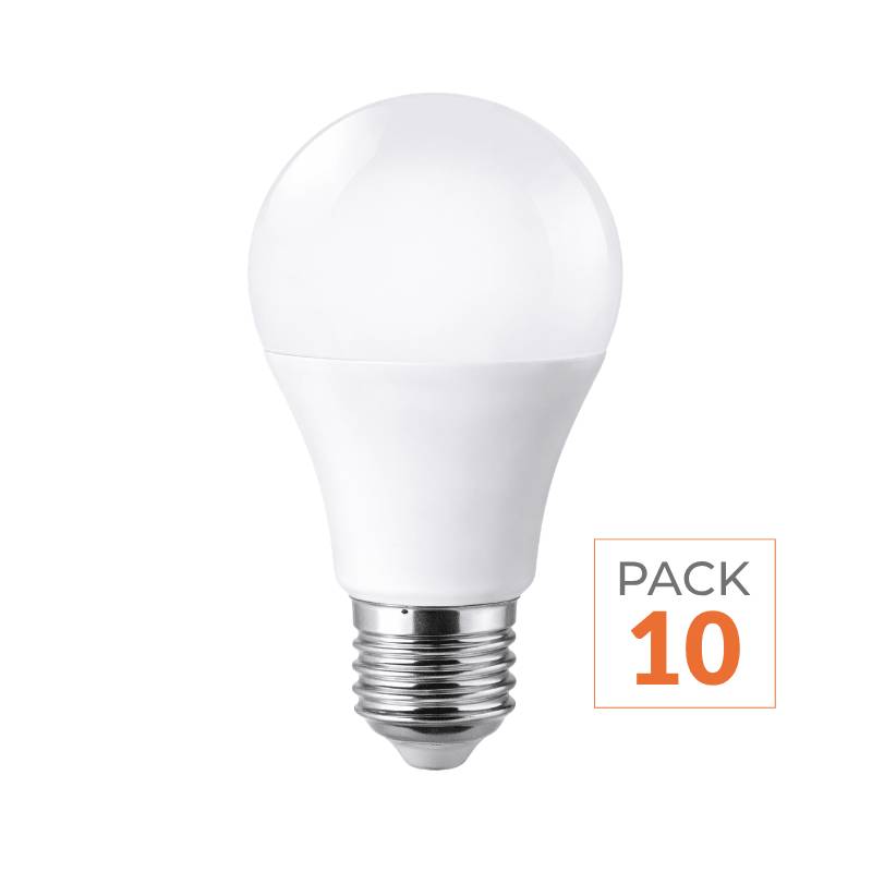 Ampoule LED E27 9W 220V A60 180° - Pack de 10 - Blanc Chaud 2300K - 3500K - SILAMP-0
